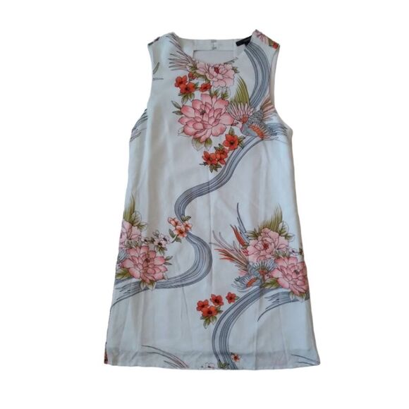 Forever 21 Light Blue Floral Pattern Sleeveless Mini Shift Dress Women's Small - Picture 1 of 12